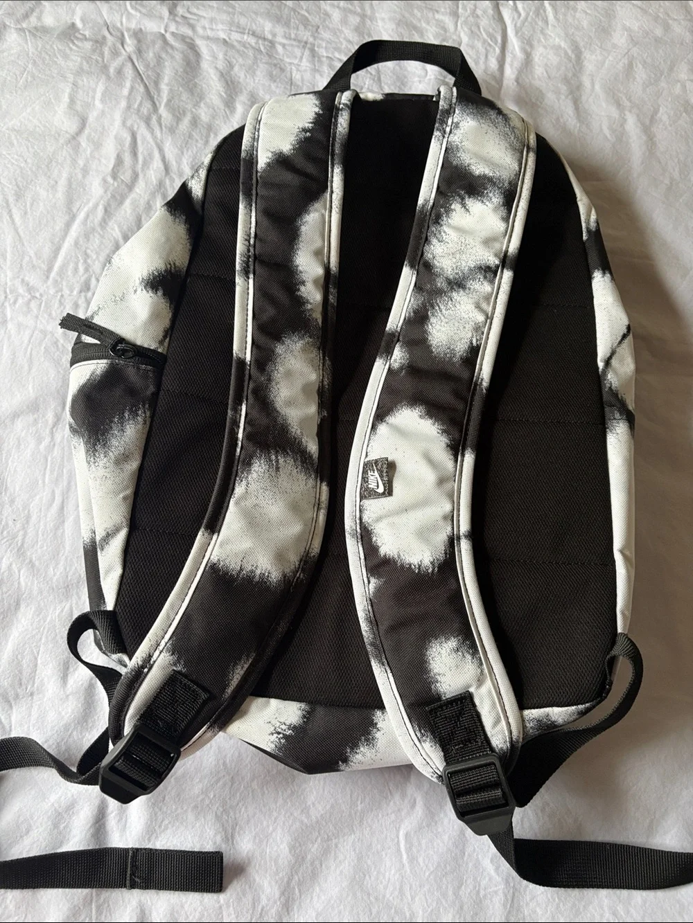 Nike Black & White Graphic Backpack with Red Swoosh